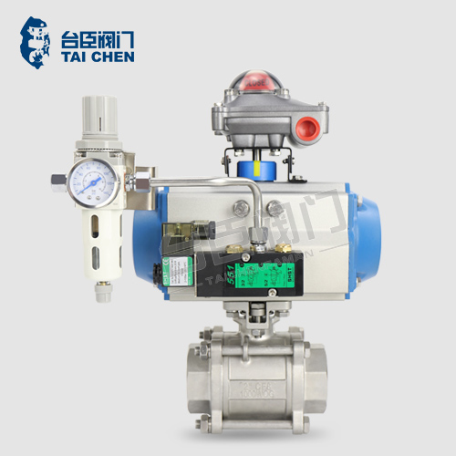 氣動三片式內螺紋球閥